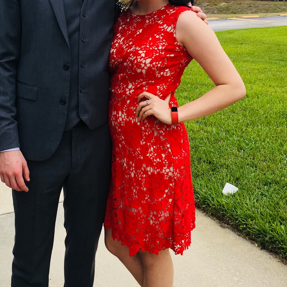 Red Nude Lace Dress